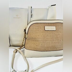 Nanette Lepore White and Tan Purse and Crossbody Bag Set
